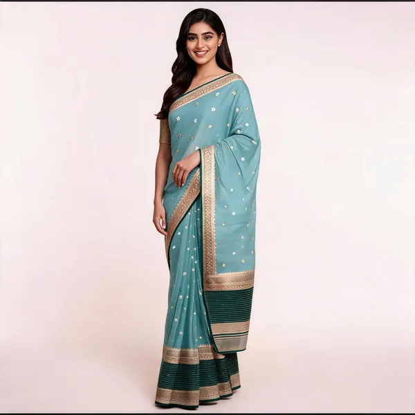 Sky_Blue_Pure_Silk_Handwoven_Organza_Saree_For_Women