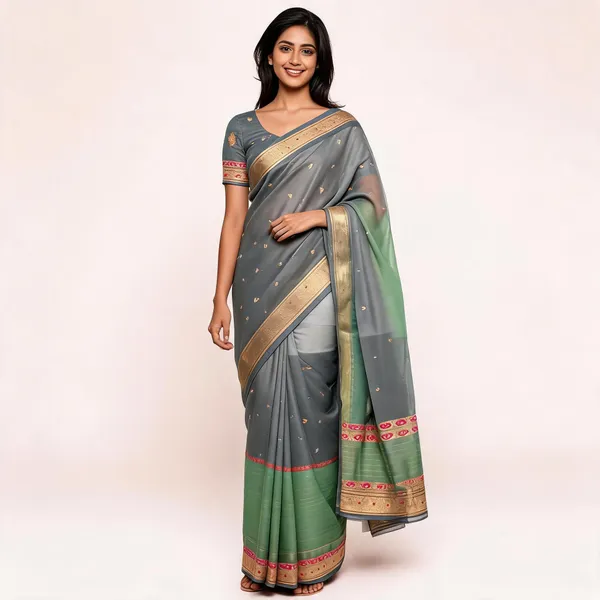 Grey_Pure_Silk_Handwoven_Organza_Kora_Suit_For_Women
