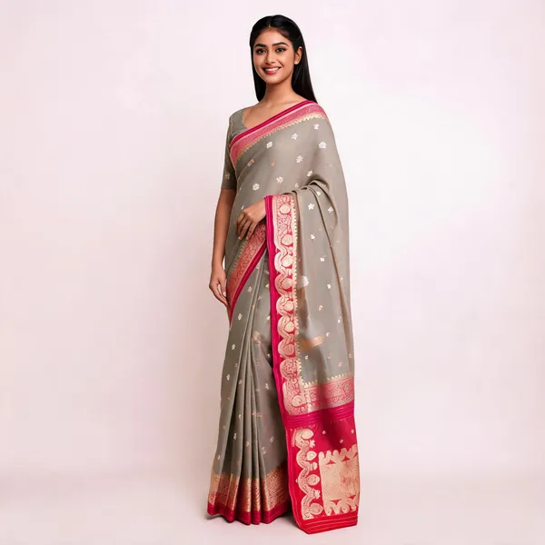 Grey_Pure_Silk_Handwoven_Organza_Kora_Suit_For_Women