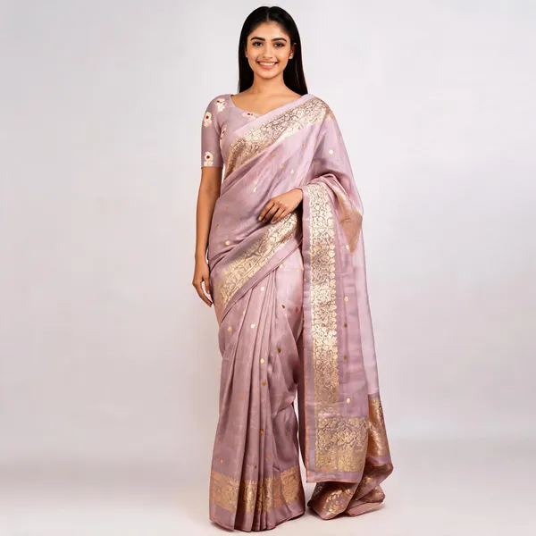 Purple_Pure_Silk_Handwoven_Organza_Linen_Saree_For_Women