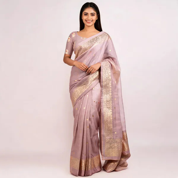 Purple_Pure_Silk_Handwoven_Organza_Linen_Saree_For_Women