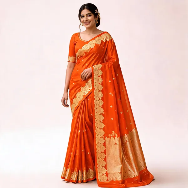 Orange_Pure_Silk_Handwoven_Organza_Saree_For_Women