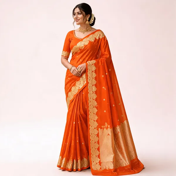 Orange_Pure_Silk_Handwoven_Organza_Saree_For_Women
