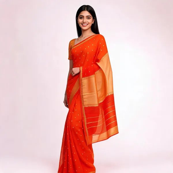 Orange_Pure_Silk_Handwoven_Organza_Kora_Saree_For_Women