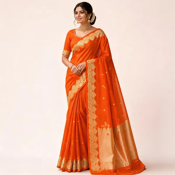 Orange_Pure_Silk_Handwoven_Organza_Saree_For_Women