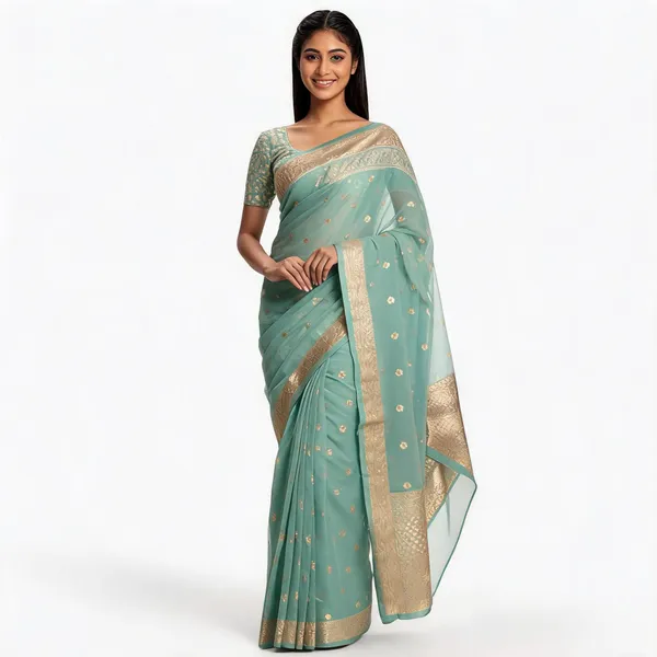 Light_Blue_Pure_Silk_Handwoven_Organza_Linen_Saree_For_Women