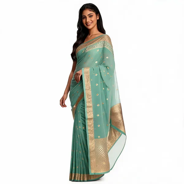 Light_Blue_Pure_Silk_Handwoven_Organza_Linen_Saree_For_Women