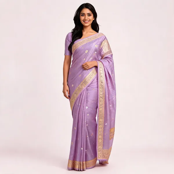 Purple_Pure_Silk_Handwoven_Organza_Linen_Saree_For_Women