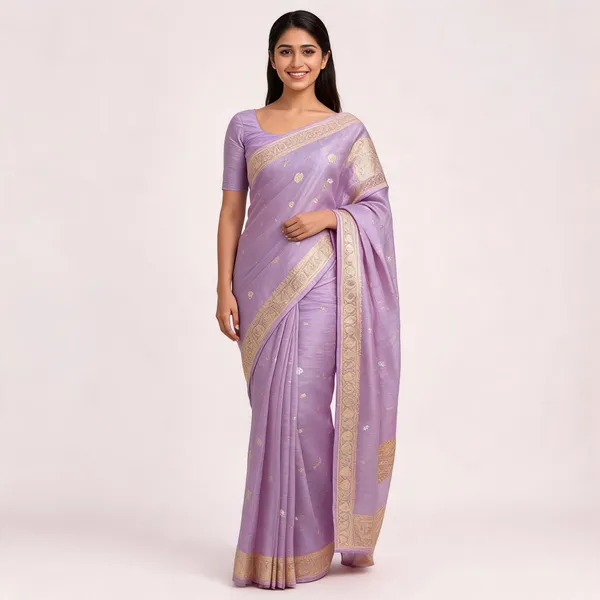 Purple_Pure_Silk_Handwoven_Organza_Linen_Saree_For_Women