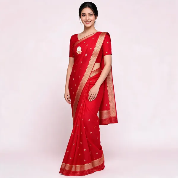Red_Pure_Silk_Handwoven_Organza_Saree_For_Women