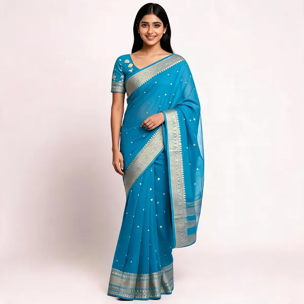 Sky_Blue_Pure_Silk_Handwoven_Organza_Kora_Suit_For_Women