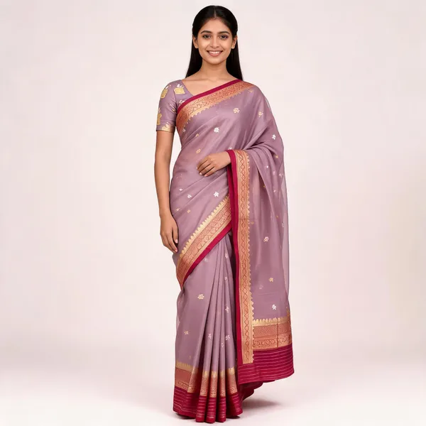 Purple_Pure_Silk_Handwoven_Organza_Saree_For_Women