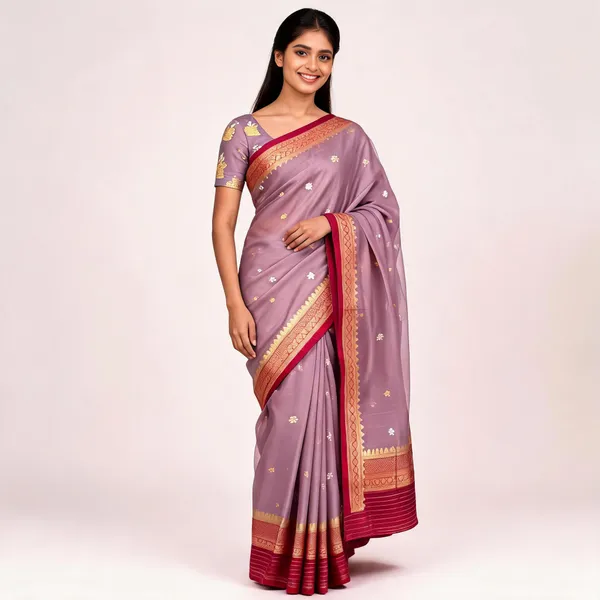 Purple_Pure_Silk_Handwoven_Organza_Saree_For_Women