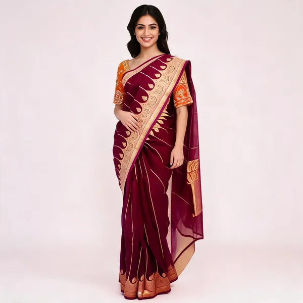 Wine_Pure_Silk_Handwoven_Organza_Kora_Saree_For_Women