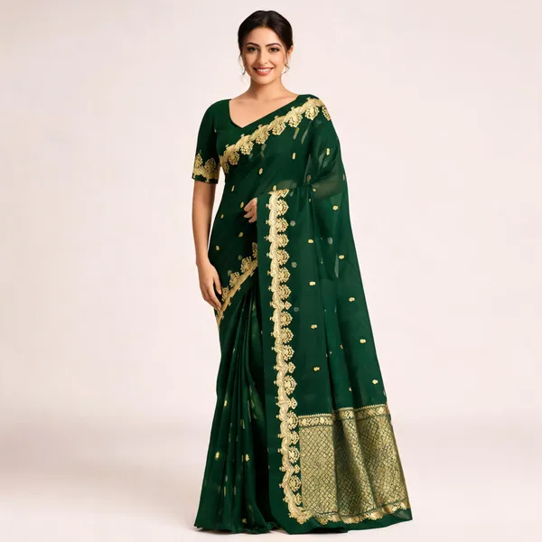 Green_Pure_Silk_Handwoven_Organza_Saree_For_Women
