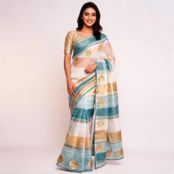 White_Pure_Silk_Handwoven_Kora_Tissue_Saree_For_Women