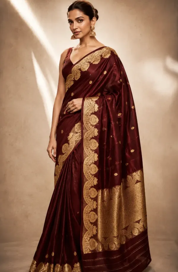 Brown_Pure_Silk_Handwoven_Organza_Saree_For_Women