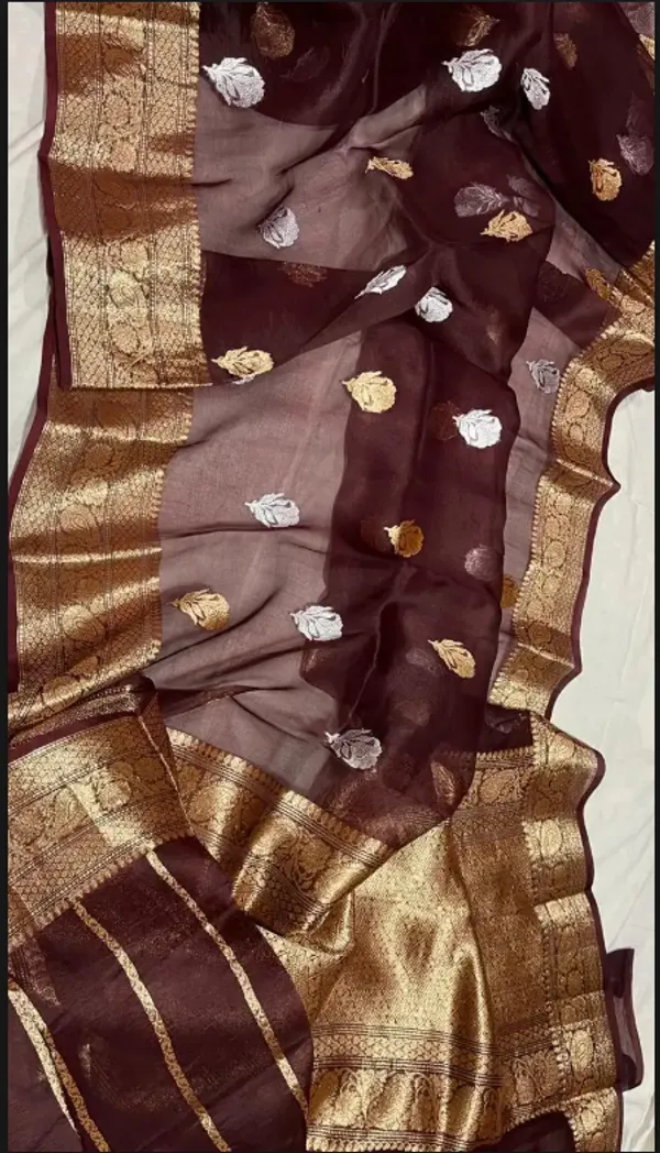 Brown_Pure_Silk_Handwoven_Organza_Kora_Saree_For_Women