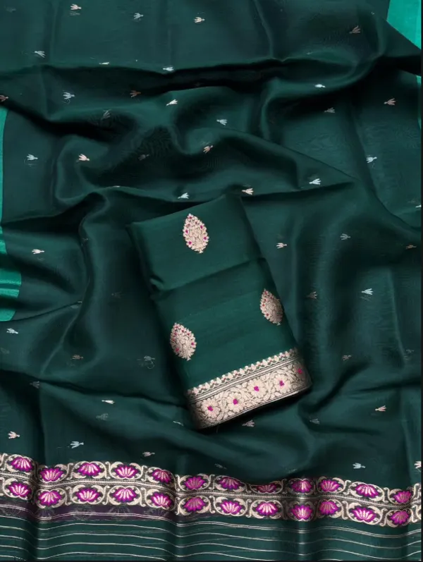 Dark_Green_Pure_Silk_Handwoven_Organza_Kora_Suit_For_Women