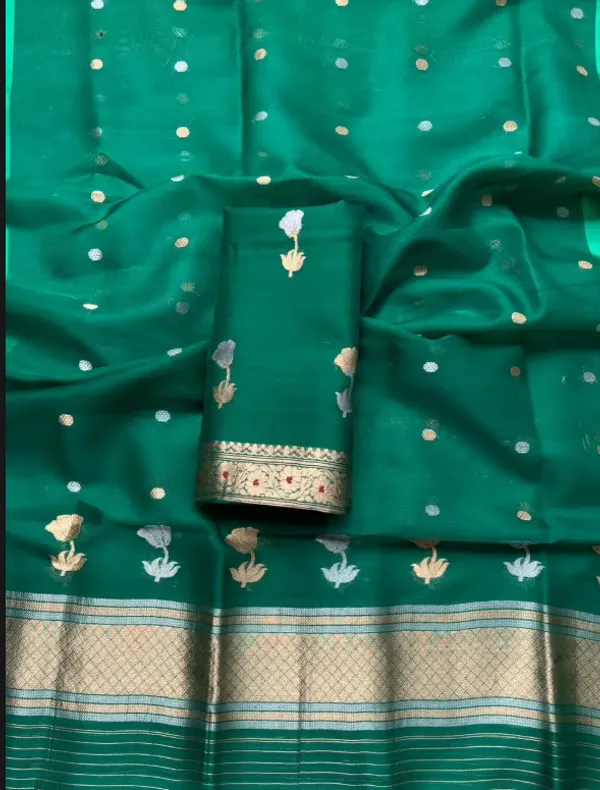 Green_Pure_Silk_Handwoven_Organza_Kora_Suit_For_Women