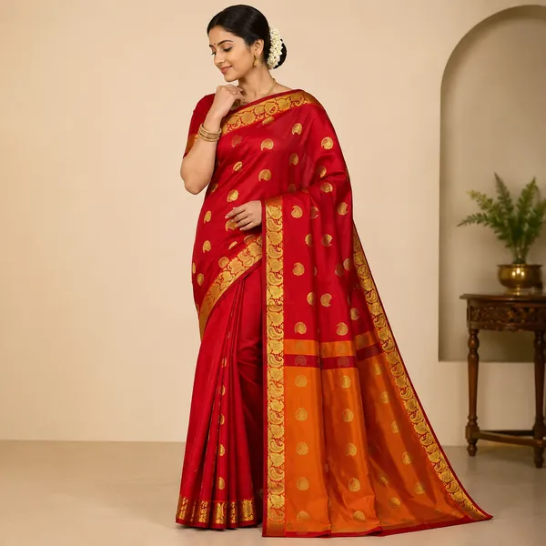 Maroon_Semi_Silk_Copper_Zari_Kanjivaram_Saree_For_Women
