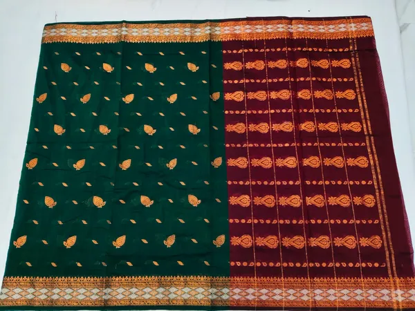 Green_Maroon_Semi_Silk_Gold_Buta_Saree_For_Women