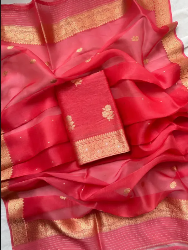 Red_Pure_Silk_Handwoven_Organza_Linen_Saree_For_Women