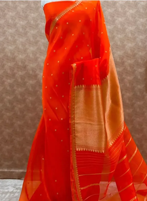 Orange_Pure_Silk_Handwoven_Organza_Kora_Saree_For_Women