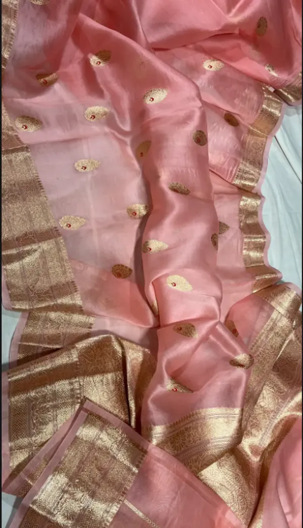 Sky_Blue_Pure_Silk_Handwoven_Organza_Linen_Saree_For_Women