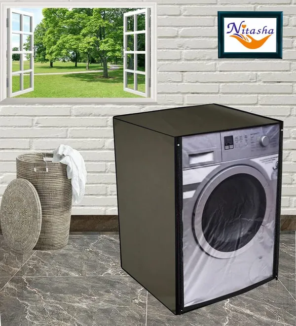 Polyester_Waterproof_Green_Front_Load_Washing_Machine_Cover_For_Samsung_8_Kg