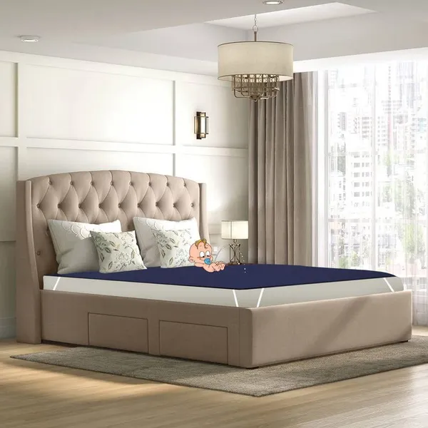 Cotton_Waterproof_Queen_Size_Blue_Mattress_Protector_Cover