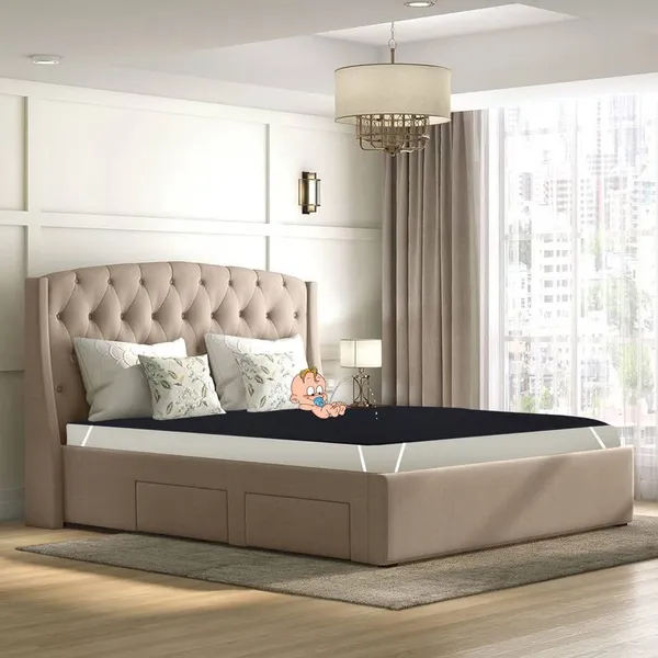 Polyester_Waterproof_Elastic_Queen_Size_Mattress_Protector_Cover_Black