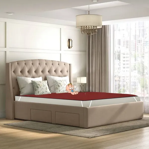 Cotton_Waterproof_Queen_Size_Red_Mattress_Protector_Cover