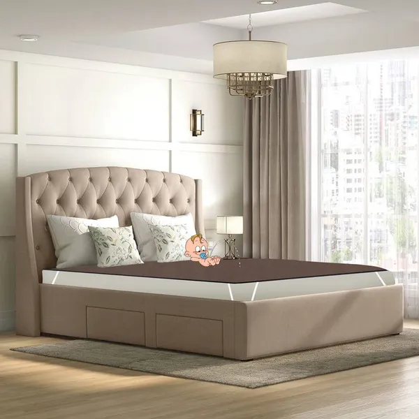 Polyester_Waterproof_King_Size_Mattress_Protector_Cover_Brown