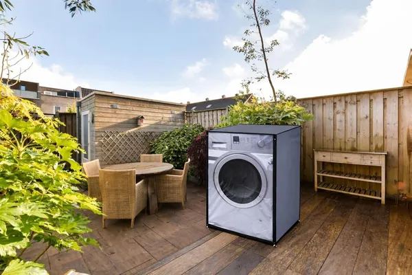 Polyester_Waterproof_Grey_Front_Load_Washing_Machine_Cover_For_Ifb_8Kg
