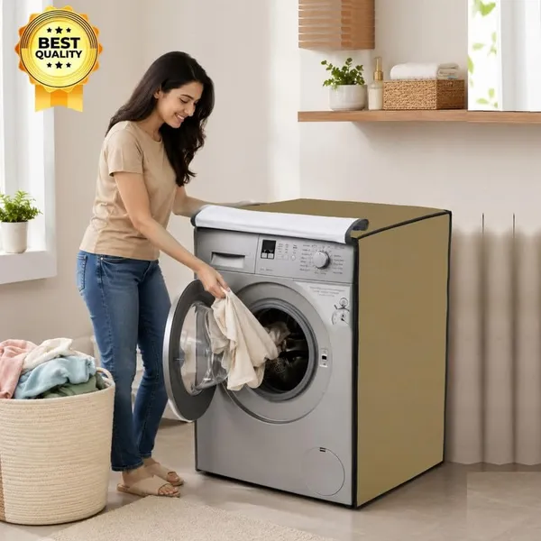 Polyester_Waterproof_Golden_Front_Load_Washing_Machine_Cover_For_Ifb_8_Kg