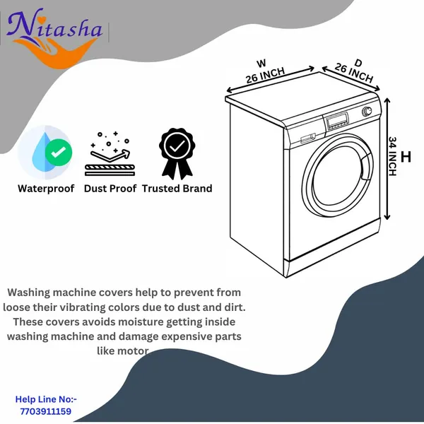 Polyester_Waterproof_Front_Load_Washing_Machine_Cover_Black_8_Kg