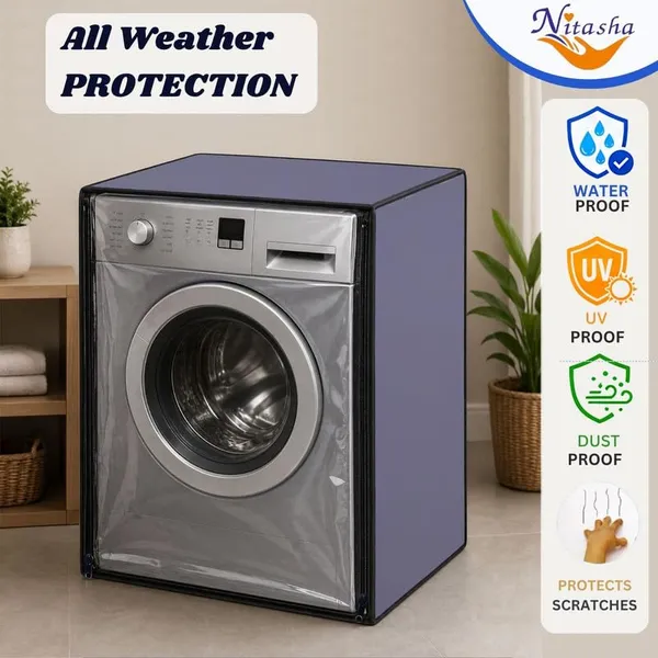 Polyester_Waterproof_Dustproof_Grey_Front_Load_Washing_Machine_Cover