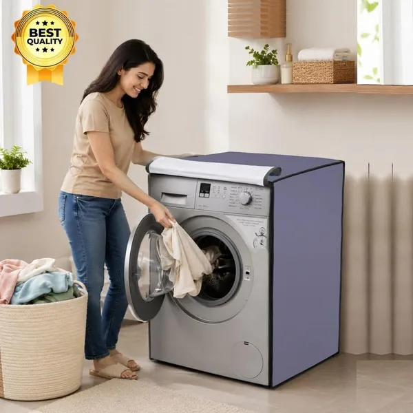 Polyester_Waterproof_Grey_Front_Load_Washing_Machine_Cover_For_Bosch_8Kg