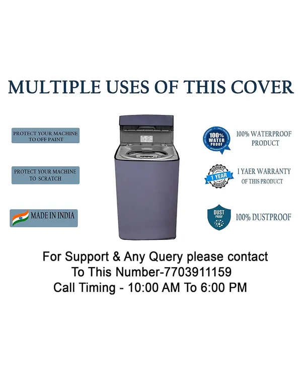 Polyester_Waterproof_Zipper_Top_Load_Washing_Machine_Cover_Grey