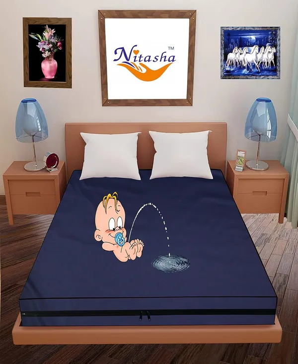 Polyester_Waterproof_Zipper_Single_Size_Mattress_Protector_Cover_Blue