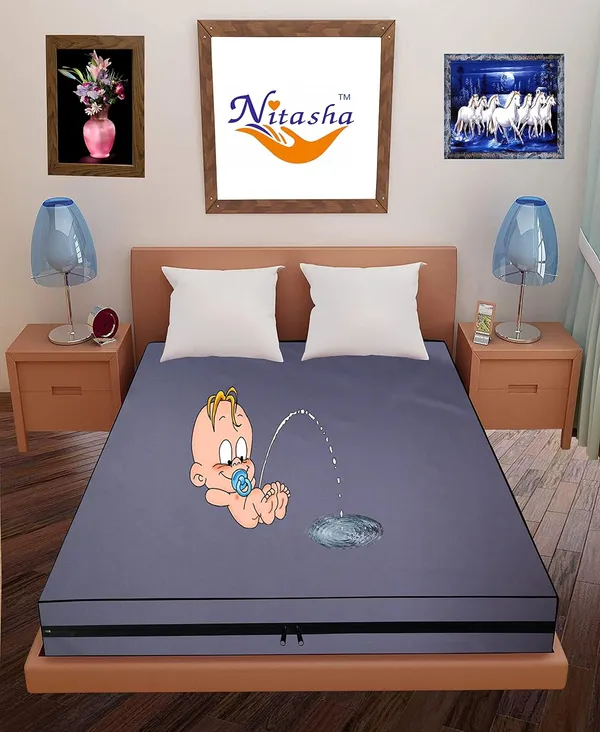 Polyester_Waterproof_Zipper_Queen_Size_Mattress_Protector_Cover_Grey