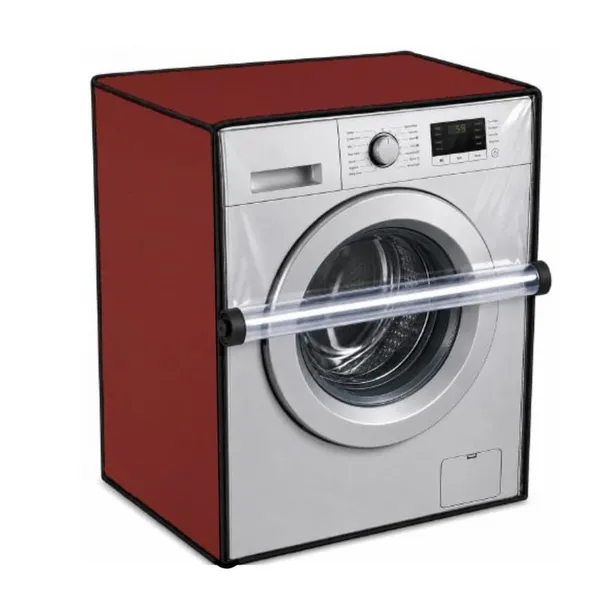 Polyester_Waterproof_Transparent_Front_Load_Washing_Machine_Cover_Red