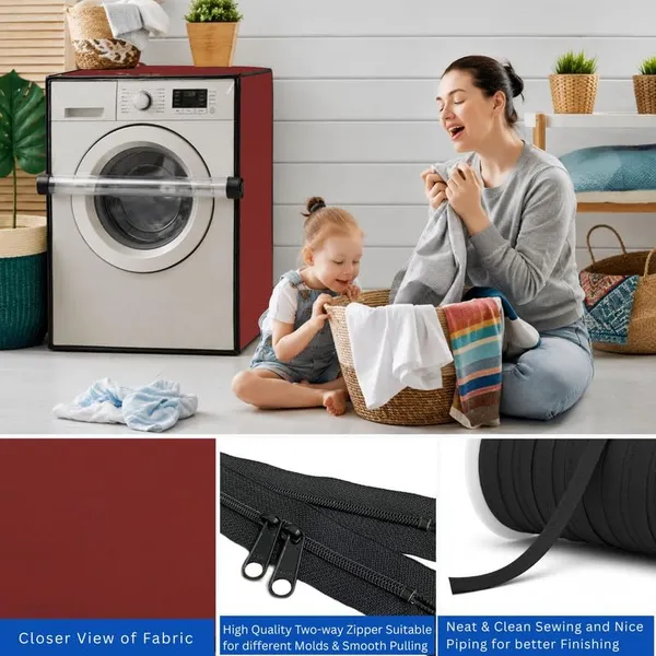 Polyester_Waterproof_Transparent_Front_Load_Washing_Machine_Cover_Red