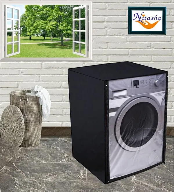 Polyester_Waterproof_Solid_Front_Load_Washing_Machine_Cover_Black