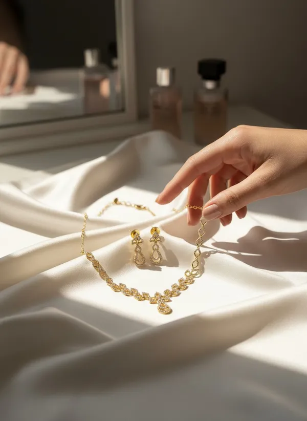 Gold_Plated_AD_Neckles_Set_with_Earings