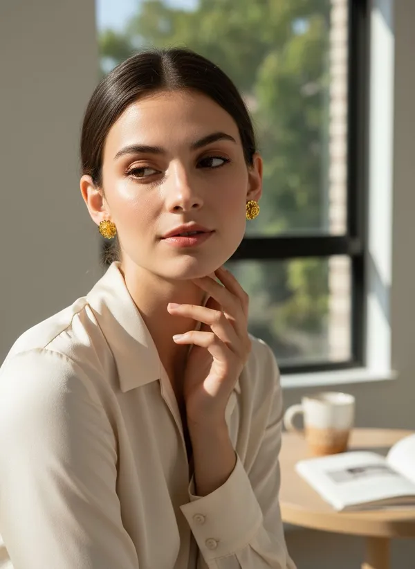 24_Karat_Gold_Tone_Stud_Earrings_For_Women