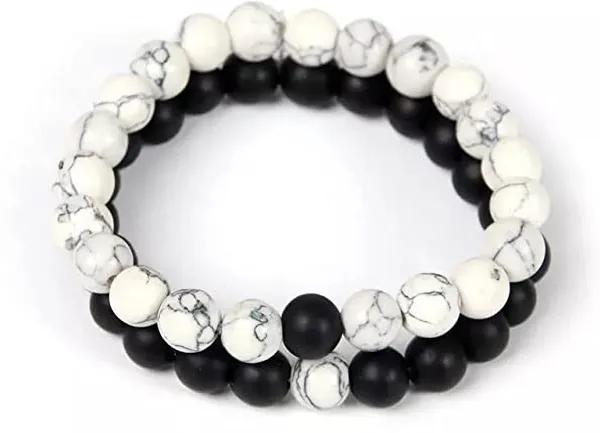 White_And_Black_Acrylic_Plastic_Couple_Bracelet_Set