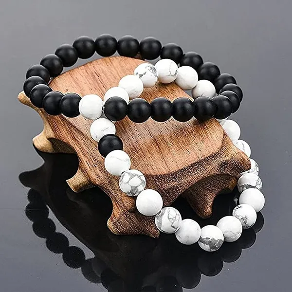 White_And_Black_Acrylic_Plastic_Couple_Bracelet_Set