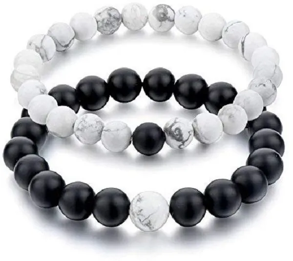 White_And_Black_Acrylic_Plastic_Couple_Bracelet_Set